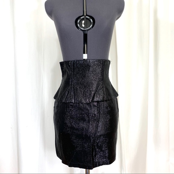 BOULEE: Peplum High Waisted Black Shimmer Skirt - Picture 1 of 8